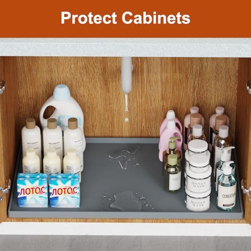 19" x 31" Extra Thick Silicone Mat Waterproof with Raised Edge, Gray - Image 5