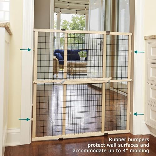 MYPET Wire Mesh Dog Gate: 29.5"-40" Wide, Pressure Mounted with No Tools; Expandable, Durable Pet Gates for Doors and Hallways, 37" Tall, Made with Sustainable Hardwood - Image 6