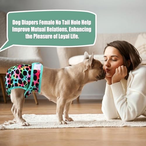 wegreeco Frenchie Dog Diapers Female No Tail Hole,Washable Pet French Puppy Bulldog Diapers Female for Period Heat,Reusable Doggy Doggie Dog Diapers （Cow Pattern X-Large） - Image 6