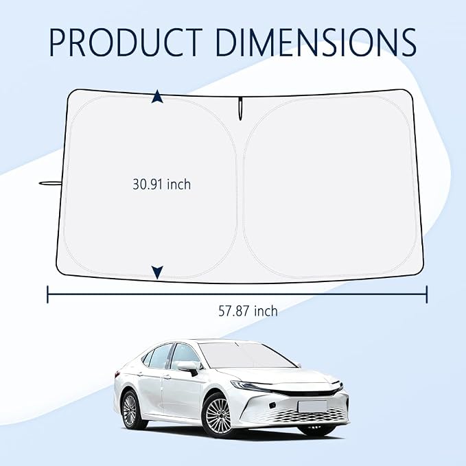 Car Windshield Sun Shade Compatible with Toyota Camry 2025-2026,Oxford Cloth Sun Shade for Car Windshield with Foldable Design,Windshields Cover Suns Shades for Blocking Heat with Storage Bag - Image 2