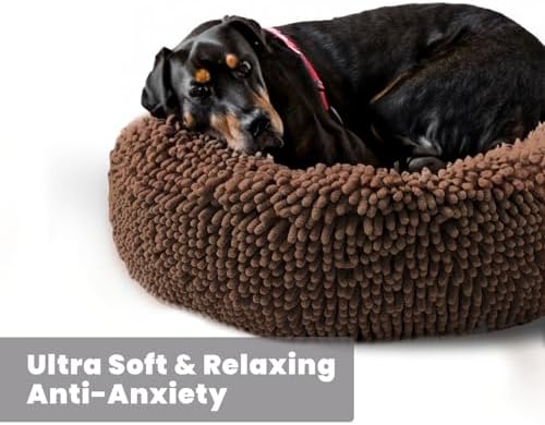 Muddy Mat® Cloud K-9 Bed for Dogs & Cats, Soft & Relaxing Donut Dog Bed, Chenille Material, Removable Cover, Washable & Dryer Safe–Brown Large(40'x40') - Image 6