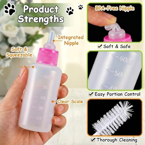Tondiamo 17 Pcs Bottle Feeding Kit for Puppy Kitten Pet Nursing, Blue Pink - Image 5