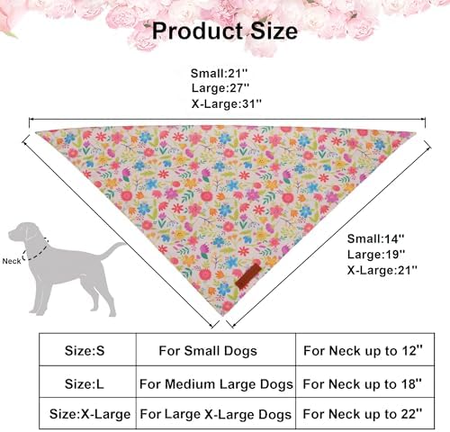 ADOGGYGO Floral Dog Bandanas Girl, Cute Spring Flower Bandana, Large - Image 4