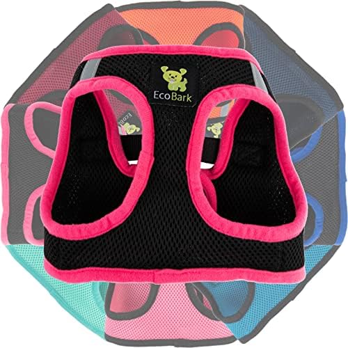EcoBark Teacup Dog Harness, Luxury Step in Dog Harness Vest, Black & Pink - Image 7