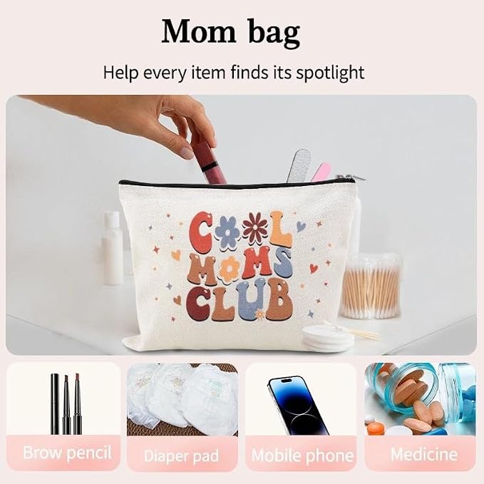 Cool Mom Club Bag Gift Mothers Day Gifts for Mom from Daughter Son New Mom Essentials Must Haves Mother Cosmetic Pouch Mother Travel Makeup Toiletry Bag Mama Christmas Birthday Gift Idea Mommy Present - Image 3
