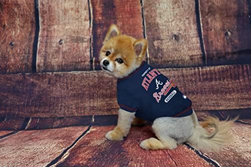 MLB Atlanta Braves Dog T-Shirt, Small. - Licensed Shirt for Pets Team Colored with Team Logos. - Premium Stretchable Materials for The Comfort of Your Dog & Cat. - Image 2