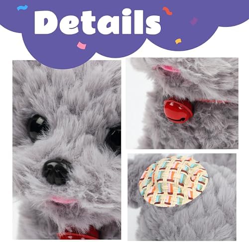 Walking Grey Dog Plush Toy Barking Interactive Animated Pet - Image 5