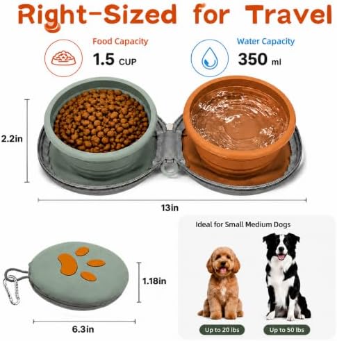 2-in-1 Collapsible Dog Travel Bowl Portable Silicone Carabiner - Image 4