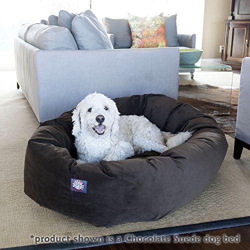 Majestic Pet 32 Inch Suede Calming Dog Bed Washable 32x23x7 (Inch) – Cozy Soft Round Donut Dog Bed with Spine Support for Dogs to Rest Their Head - Pet Bed Medium – Gray - Image 6