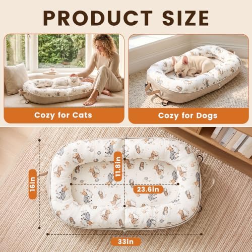 Dog Bed for Small Dogs & Cats, Foldable Travel Bed with Removable Bolsters - Image 6