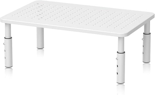 Bracwiser Monitor Stand Riser, Metal Computer Stand, 3 Height Adjustable Screen Riser with Mesh Platform for PS4, Laptop, Printer, Notebook and All Flat Screen, Holds Up to 20KG,White by Bracwiser