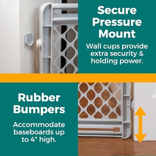 MYPET Universal Pet Gate: 26” - 42” Wide Dog Gate for Doorways with Pressure Fit or Swinging Door Hardware Mounting Types Included: 26" Tall; Gray - Image 4
