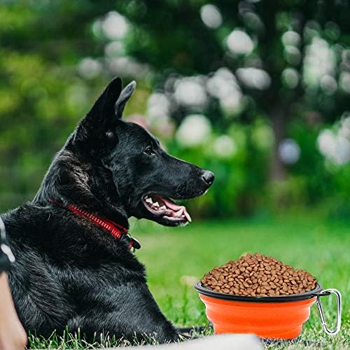 Dog Bowl Pet Collapsible Bowls, 2 Pack Collapsible Dog Water Bowls for Cats Dogs, Portable Pet Feeding Watering Dish for Walking Parking Traveling with 2 Carabiners (Large, Orange+Pink) - Image 5