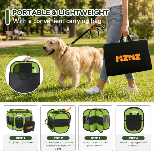 Dog Cat Small Animal Puppy Playpen Crate, Medium, Whole Green - Image 5