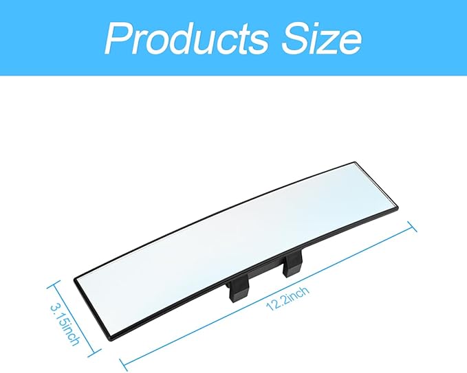 8sanlione Car Rearview Mirrors, Shock Resistant Interior Clip-on Panoramic Rear View Mirror for Car, Wide Viewing Range, 12 inch HD Universal Use for Cars, SUVs, Trucks, Vehicles (White) - Image 2