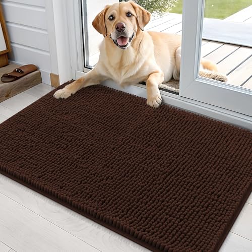 OLANLY Dog Door Mat for Muddy Paws 36x24, Super Absorbent Chenille Mud Mat by OLANLY