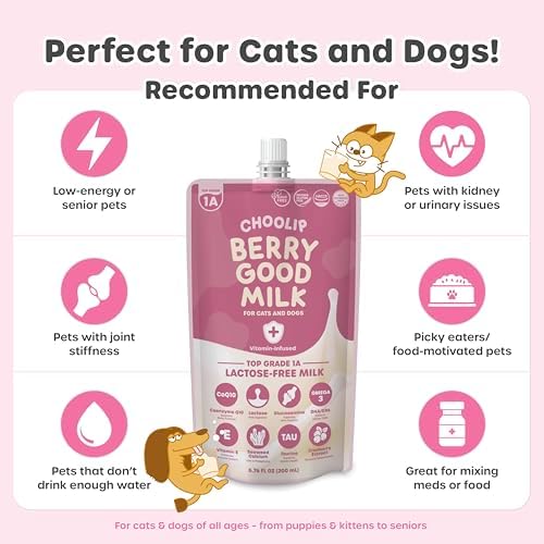 Choolip Berry Good Milk for Cats & Dogs – Lactose-Free Pet Milk Pouches – Vet-Formulated Hydrating Drink with Cranberry, CoQ10, Glucosamine & Omega-3 (200mL x 10 Pouches) - Image 4
