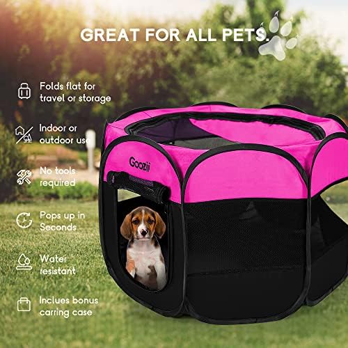 Portable Large Pet Cat Playpen for Indoor Outdoor Cats, Foldable Big Dog Playpen Tent Kennel Crate with Cover Enclosed for House Puppy Travel Camping (Large Size, Pink) - Image 3