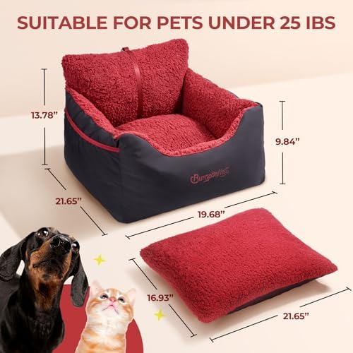 BurgeonNest Dog Car Seat for Small Dogs & Cats Under 25 lbs, Black red - Image 2