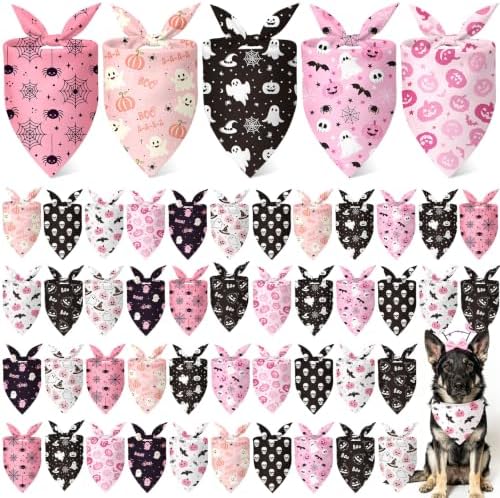 Weewooday 50 Pink Halloween Dog Bandana Bulk for Large Dog Lover Gift by Weewooday