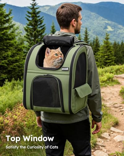 pecute Pet Backpack Expandable, Cat Carrier Backpack with Breathable Window - Image 3