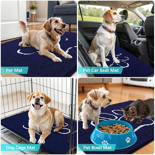 OLANLY Dog Door Mat for Muddy Paws 32x20, Paw Print Design Chenille Mud Mat - Image 7