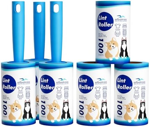 600 Sheets Lint Rollers for Pet Hair Extra Sticky, 3 Handles, 6 Rollers by AlbatrossHealthNewEngland