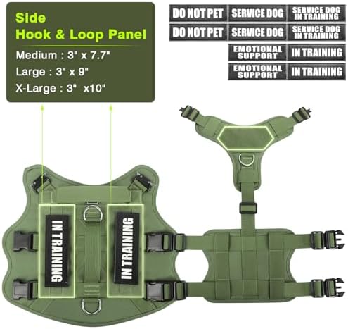 WINSEE Service Dog Vest Harness for Large Dog, Tactical Working MOLLE Vest with 10 Pet Patches, No Pull Heavy Duty Harness for Training Walking - Image 6