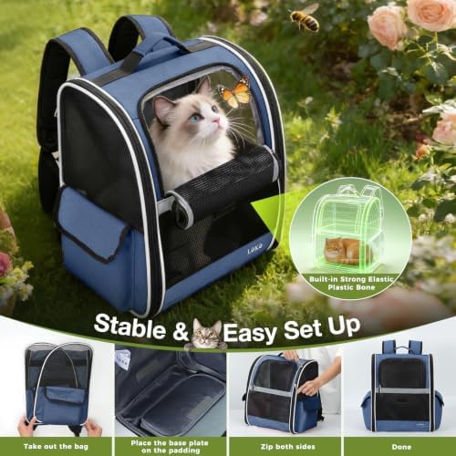 Lekereise Dog Carrier Backpack for Small Medium Dogs Cats up to 18 lbs, Breathable Pet Backpack Carrier with 3 Entrances, Collapsible Cat Backpack Carrier, Travel Hiking Puppy Backpack - Image 7