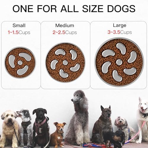 Feedoo Slow Feeder Dog Bowl-3Cups for Large Breeds, Double Wall Food-Grade Stainless Steel, Heavy Duty with Non-Slip Rubber Base, Puzzle Maze Bowl to Slow Down Eating - Image 3