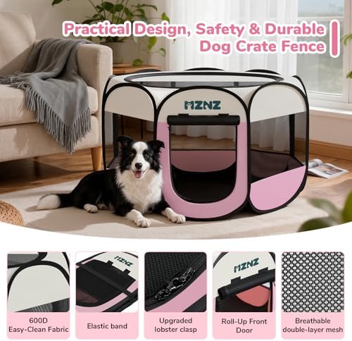 Dog Cat Small Animal Puppy Playpen Crate, Large, Pink - Image 6