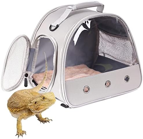 Bearded Dragon Carrier,Lizards Carrier, Small Animal Travel Carrier for Hedgehog Rat Parrot Bird Guinea Pig, Portable Guinea Pig Travel Carrier for 2(Grey) by WEVONIGU