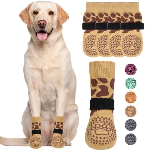 KOOLTAIL Dog Socks for Hot/Cold Pavement to Prevent Licking Paws,Dog Boots&Paw Protector for Hardwood Floors Anti Slip,Traction Control No Twist Grip Booties for Small Medium Large Senior Dogs SM by KOOLTAIL