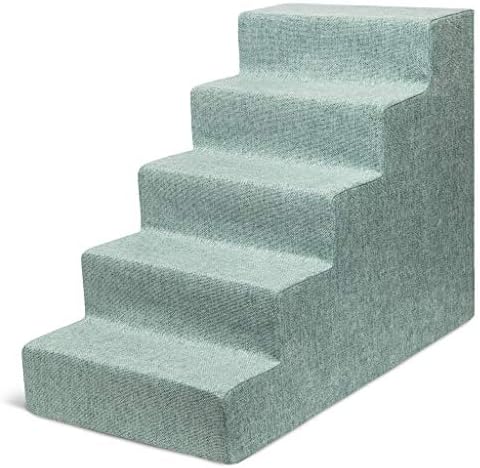 Best Pet Supplies Dog Stairs & Steps - Foam Steps for Small Dogs & Cats, Non-Slip Indoor Balanced Pet Step Support, Dog Ramp, No Assembly, Pale Teal, 5-Step (22.5-inch Height) by BestPetSuppliesLLC