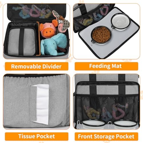 TORIBIO Large Dog Travel Bag for Supplies with Food Bowl - Image 4