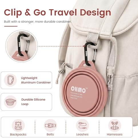 OHMO Collapsible Dog Bowls for Pet Travel, 12oz, 2pcs, Coral&Brick Red - Image 5