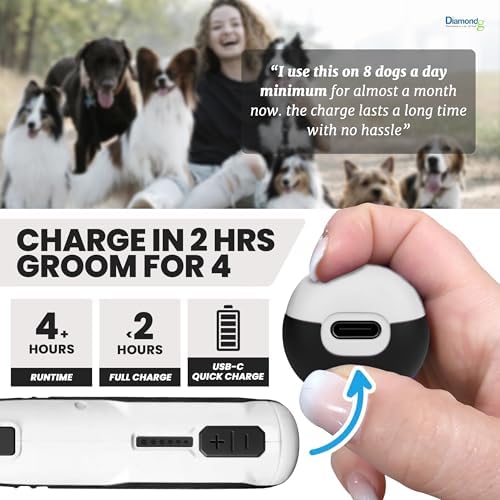 Diamondg Cordless Dog Nail Grinder - Quiet Sound with LED Light, White - Image 3