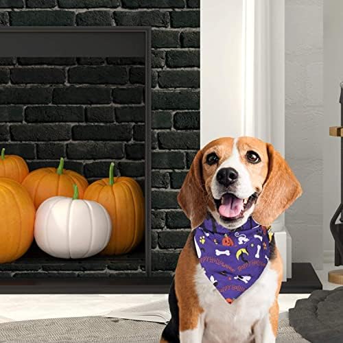 Whaline 5 Pack Halloween Dog Bandanas, Triangle Pet Scarfs Washable Pet Neckerchief Dog Bibs, Pumpkin, Ghost, Candy Corn and Bones Pet Bandanas Medium - Image 7