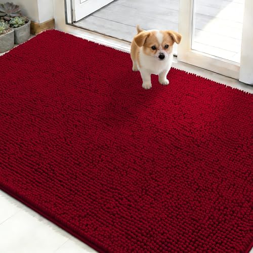 OLANLY Dog Door Mat for Muddy Paws 48x30, Super Absorbent Chenille Mud Mat by OLANLY