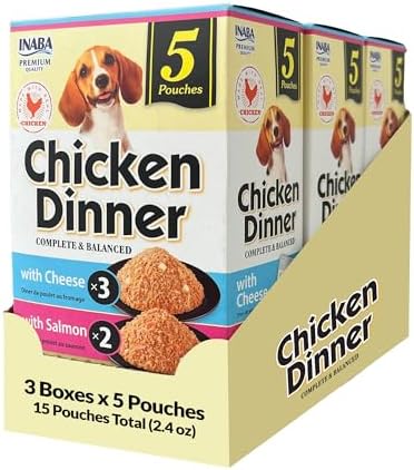 INABA Chicken Dinner Wet Dog Food, Cheese Salmon Variety, 15ct by INABA