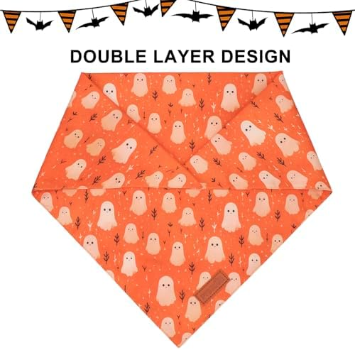 PTDECOR Halloween Dog Bandana, Ghost Pumpkin Dog Scarf, Large - Image 6