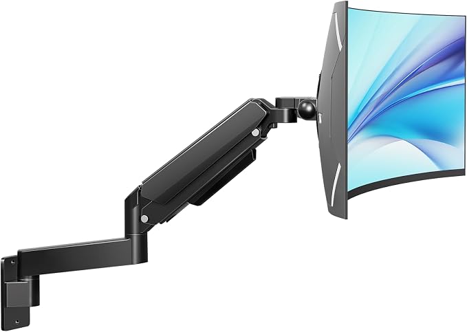 MOUNT PRO Monitor Wall Mount for 22"-49" Ultrawide Flat & Curved Screens, Heavy Duty Single Wall Mount Monitor Arm Holds up to 44 lbs, Full Motion Adjustable Wall Bracket, VESA Mount 75x75mm/100x100mm by MOUNTPRO