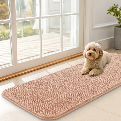 OLANLY Dog Door Mat for Muddy Paws 47x17, Super Absorbent Chenille Mud Mat by OLANLY