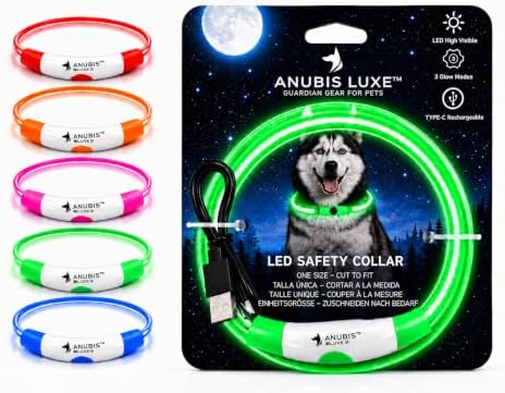 LED Dog Collar, Cut-to-Fit Light Up Dog Collar Protection for Night Walking, IP67 Waterproof USB Rechargeable Glowing Pet Collar, High Visibility Super Bright Flash Safety Lights for S/M/L Dogs(GREEN) by Unknown