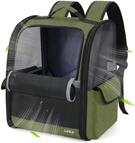 Lekereise Dog Carrier Backpack for Small Medium Dogs Cats up to 18 lbs, Breathable Pet Backpack Carrier with 3 Entrances, Collapsible Cat Backpack Carrier, Travel Hiking Puppy Backpack by Lekereise
