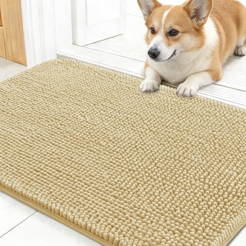 OLANLY Dog Door Mat for Muddy Paws 24x16, Super Absorbent Chenille Mud Mat by OLANLY