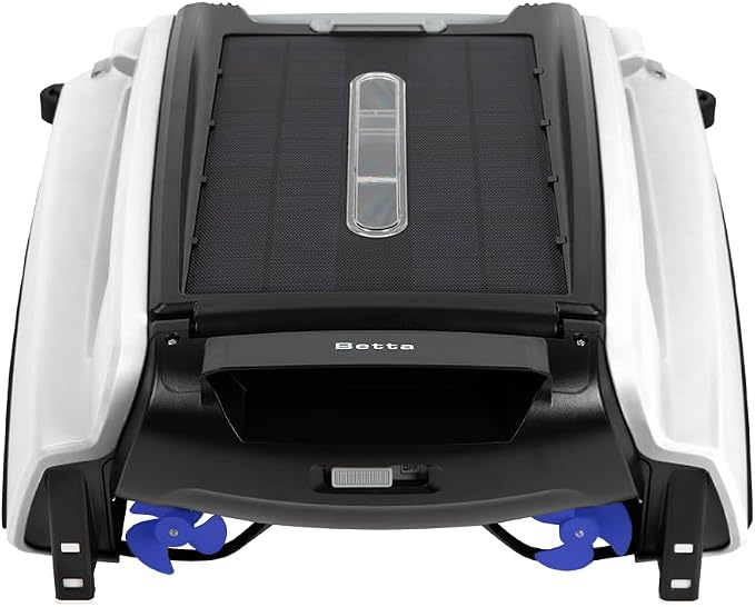 Betta SE Solar Powered Automatic Robotic Pool Surface Skimmer Cleaner with 24/7 Continuous Cleaning Battery Power and Re-Engineered Twin Salt Chlorine Tolerant Motors (White) by Unknown