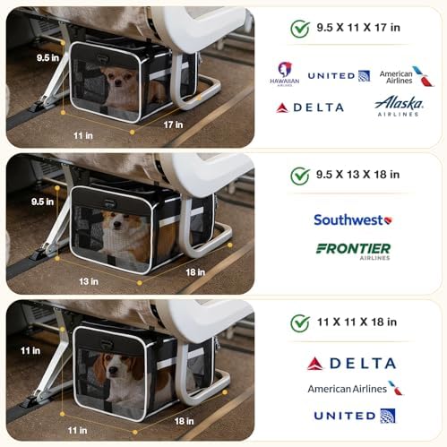 Lekereise Top-Expandable Pet Carrier 18x13x9.5 Inch Southwest Frontier Airline Approved Soft Sided Underseat to 15lbs Travel Carriers for Small Cats Dogs with Locking Safety Zippers Anti-Scratch Mesh - Image 2