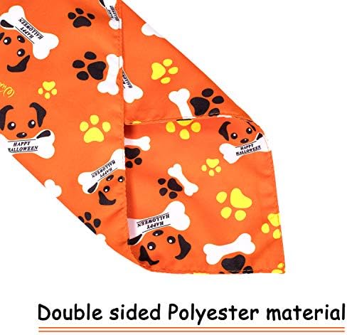 Whaline 5 Pack Halloween Dog Bandanas, Triangle Pet Scarfs Washable Pet Neckerchief Dog Bibs, Pumpkin, Ghost, Candy Corn and Bones Pet Bandanas Medium - Image 3