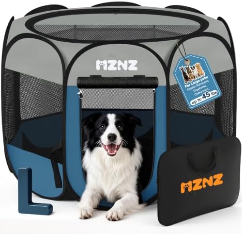 Dog Cat Small Animal Puppy Playpen Crate, Large, Grey Blue by MZNZ